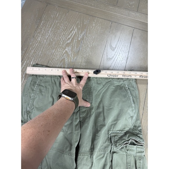 Vtg Abercrombie Fitch Cargo Shorts Mens Size 32 Green Thrashed Y2K Distressed - Picture 9 of 12